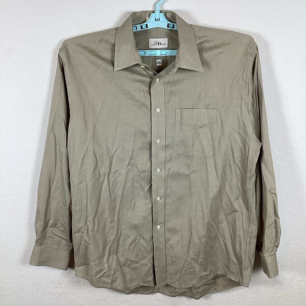 Louis Roth Mens Button Up Shirt Sz 16.5 34/35 Long Sleeve Comfort Solid